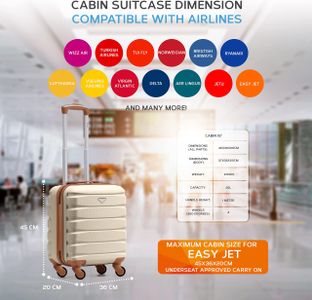 Flight Knight EasyJet Cabin Bag 45x36x20cm – Lightweight 4-Wheel ABS Underseat Suitcase