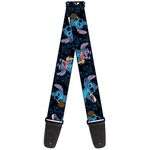 Buckle-Down Guitar Strap - Stitch Snacking Poses Black/Blue - 2" Wide - 29-54" Length