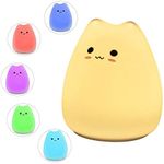 Goblinaduo Cat Night Lamp Cute Night Light for Kids Baby Soft Silicone Bedside Lamp 7 Colors Nursery Light (2)