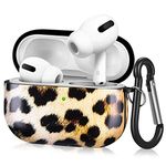 TNP Protective Case Cover for Apple AirPods Pro, Cute Skin with Carabiner Clip Keychain Accessories Compatible for Airpod Proeration Charging Case Girls Women Men (Leopard)