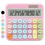 Pink Calculator, QpenguinBabies Standard Calculator 12 Digit with Large LCD Display and Big Buttons,Pink Office Accessories for Women Desk,Cute Calculator for Office,School, Home,Business