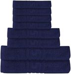 Divine Textiles 8 Piece Towel Set 100% Egyptian Ring Spun Cotton 600 GSM, 2 Bath Towels, 2 Hand Towels, 4 Washcloths, 8 Piece Towel Set Pack - Navy Blue