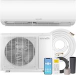 SereneLife Mini Split Air Conditioner, Energy Efficient 19 SEER2, 4 Modes 9000 BTU 115V Ductless Air Conditioner with Heat Pump, Works with Wi-Fi, Includes Full Installation Kit, 4-in-1 AC