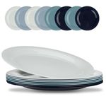 BEWOS 10.2 Inch Plastic Dinner Plates Set, 8 Pack Unbreakable Plates, Dinnerware Reusable Kids Plates, Light Weight Plastic Plates for Party, Camping, Kitchen,Dishwasher & Microwave Safe