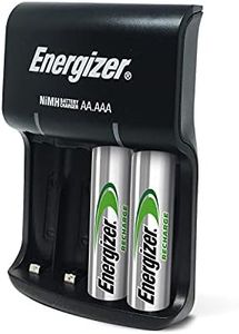 Energizer Recharge Basic Battery Charger, Versatile Rechargeable AAA and Rechargeable AA Batteries Charger, 2 AA Batteries Included, Charges in 12 Hours