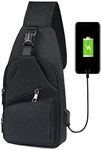 flintronic Sling Bag, Chest Bag with USB Charging Port, Men Women Lightweight Crossbody For Hiking,Cycling, Traveling (Include 1*USB Cable)