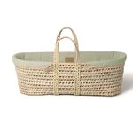 Clair de Lune Organic Palm Moses Basket, Gold Award Winner, Comes With Organic Dressing, Natural Bamboo Mattress And Soft Moses Sheet 75 x 28 cm (Sage Green)