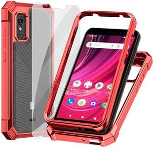 Ailiber for Blu Studio Mini 2023 Phone Case, Blu Studio Mini 2023 Clear Case with Screen Protector, Dual Layer Shockproof Bumper, Transparent [Anti Yellowing], Slim Cell Phone Cove-Red