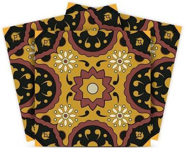 Backsplash Peel and Stick Tile Stickers 24 murals PC Set Tile Decals Bathroom & Kitchen Vinyl Wall Decals Easy to Apply Just Peel & Stick Home Decor (8x8 Inch, Golden C15)