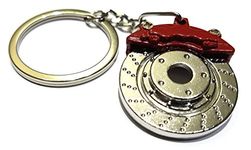 GT//Rotors Red Silver Rotor Brake Keychain Automotive Part Car Gift Key Chain Ring, Red / Silver Rotor, One Size