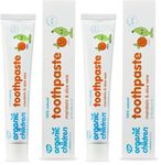Green People Organic Children Mandarin & Aloe Vera Toothpaste 50ml - Natural for Babies & Kids, Safe if Swallowed, Fluoride & SLS Free, Non Mint (Pack of 2)