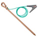 Portable Ground Rod - Copper Electrical Grounding Pin with 4ft Flexible Grounding Wire UL Listed | Great for Electric Fences,Antennas,Satellite Dishes,Tie Out Stake (Ground Pin + Clip Cable UL Listed)