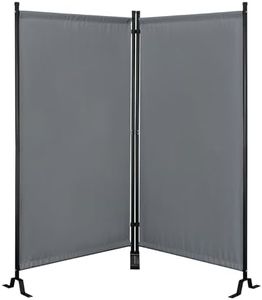 Proman Products - Galaxy II Section Divider, Water Repellent Fabric Room Divider with Black Powder Coated Metal Frame for Indoors or Outdoors, Large 74.25” Width (Grey)