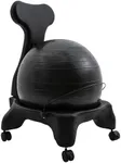 Champion Sports Exercise Ball Chair with Included Hand Air Pump: FitPro Balance Ball Chair with Wheels and Back Support – Multiple Styles