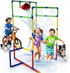 Kids Water Park Sprinkler Tunnel with Dunk Bucket | Outdoor Water Park for Backyard Summer Fun