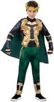 Marvel Loki Official Youth Halloween Costume - Padded Jumpsuit with Detachable Cape and Plastic Headpiece (M) Multi