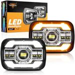 Auxbeam 5x7 7x6 LED Headlights with DRL & Turn Signal High/Low Beam H6054 Led Rectangular Headlight for Jeep Wrangler YJ Cherokee XJ H6054 H5054 H6054LL 69822 6052 6053