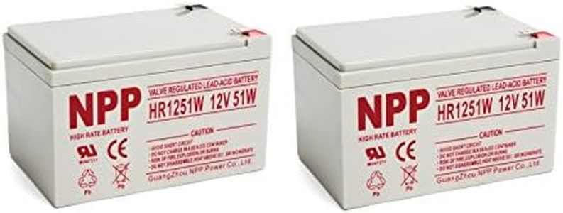 NPP HR1251W (F2, 2Pcs) 612Watts 12V 51Watt/Cell AGM Sealed Lead Acid High Rate Battery, 12V 14Ah 15Ah Flame Retardant UPS Battery for Fish Finder, Scooter, Security System and Solar
