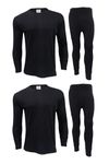 Gaffer Mens Thermal Sets 2 Pack Long Sleeve Tshirt Johns Bottoms T Shirt Ski Wear Black Medium