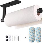 Upgraded Soothbay Paper Towel Holder Under Cabinet, Kitchen Roll, Wall Mounted Paper Towel Rack, SUS304 Matte black, Self-Adhesive and Drilling Large Paper Towel Roll Holder for Bathroom, Kitchen