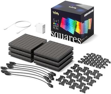 Twinkly Squares Starter Kit App-Controlled LED Wall Panels with 64 RGB (16 Million Colors) Pixels. Black. 1 Master Tile + 5 Extension Tiles. Indoor Panel Light Smart Home Lighting Decoration