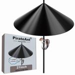 PirateAnt Squirrel Baffle for Bird Feeder Pole，Squirrel Guard Pole Mount Stopper for Outdoor Bird Feeder or Shepherd Hooks,21 inch Diameter，1 Pack Dark Black.