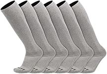 TCK Over the Calf Work Socks 6 Pair Moisture Wicking for Men and Women (Grey, Medium)