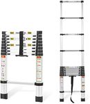 RIKADE Telescopic Ladder, 8.5FT Aluminum Telescoping Ladder with Non-Slip Feet, Portable Extension Ladder for Household and Outdoor Working,330lb Capacity