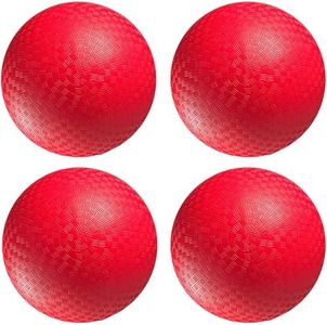 Playground Balls Bulk - 8.5 Inch (4-pack) Red Rubber Kickball Bouncy Inflatable Balls For Kids & Adults W/air Pump, Indoor & Outdoor Games, Kickballs, Dodgeball, Four Square, Dodge Ball, Handball