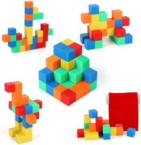 30pcs Cubes Magnétiques, Blocs Magnétiques avec Sac de Rangement Blocs Construction Magnétiques Jcube Magnétique Montessori Blocs Jouets pour Enfants Tout Petits Garçons Filles 3 à 8 Ans