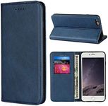 Cavor for iPhone 6 Plus Case,iPhone 6s Plus Case,Cowhide Pattern Leather Magnetic Wallet Case Cover with Card Slots(5.5")-Navy Blue