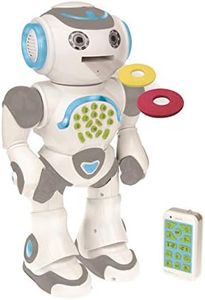 LEXiBOOK Powerman Max - Remote Control Walking Talking Toy Robot STEM Programmable Dances Sings Telling 10,000 Stories 300+ Learning Quiz Shooting Discs and Voice Repeat for Kids 4+ - ROB80EN, White