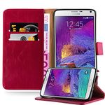 cadorabo Book Case works with Samsung Galaxy NOTE 4 in WINE RED - with Magnetic Closure, Stand Function and Card Slot - Wallet Etui Cover Pouch PU Leather Flip