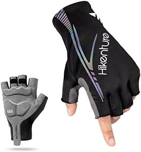 HIKENTURE Cycling Gloves for Men,5mm Padded Half Finger Bike Gloves,Women Shock-Absorbing Anti-Slip Bicycle Gloves for MTB,Roading Biking(Black L)