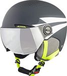 ALPINA Zupo Visor Q-Lite – & Lightweight Ski Helmet with Contrast Enhancing Visor for Children, Charcoal-Neon Matt, 51-55 cm