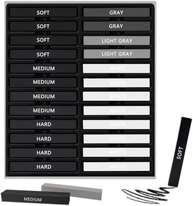 Dlicoda 24 Pcs Compressed Charcoal Sticks with Soft, Medium, Hard and White Charcoal, Square Charcoal Stick Kit for Drawing, Sketching and Shading (12 Black + 4 Gray + 8 White)