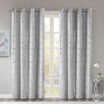 Intelligent Design 2 Panel Blackout Curtains for Bedroom Windows, Metallic Printed Living Room Curtains, Thermal Insulated Window Shades for Home, Machine Washable, Raina, 2-PK 50x84, Grey/Silver