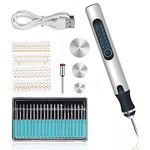 Electric Engraving Tool Kit USB Rechargeable Mini DIY Micro Engraver Etching Pen Cordless Rotary Tool for Carving Glass Wood Metal Stone Plastic Jewelry (Silver)