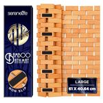 SereneLife Bamboo Bath and Shower Mat, 40x60 cm Non-Slip Floor Mat with Extra Grips, Slatted Design, Natural Finish for Bathroom, Spa, Sauna – Rollable and Easy to Clean