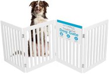 INTERNET'S BEST Dog Gate Indoor Freestanding Pet Barrier, Folding Wood Dog Fence, Extra Wide Doorway Puppy Gate, Indoor Animal Privacy Panel, Wooden Cat Fence - 4 Panel - 24", White