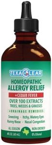 TexaClear Homeopathic Texas Cedar Fever Allergy Relief Drops for Zones 2,5,6 - All Season Relief + Drainage Remedies - 4oz