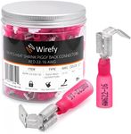 Wirefy 150 PCS Heat Shrink Piggyback Spade Connectors - 3 Way Wire Connectors - Double Spade Connectors - Quick Disconnect Piggyback Terminals - Red 22-16 AWG