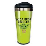 Waldeal Funny Travel Mugs for Women Men Dad Mom Yo-da Best Uncle Coffee Mug Tea Cup Stainless Steel Mug for Cute Star Fans Friends Birthday Christmas Gifts 12 Oz