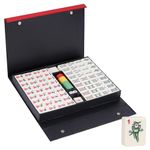 Nisorpa 3.6x2.8cm Chinese Majong Set, Solid Structure Easy To Read Mah Jongg Game,144PC Large Mahjong Tile Set,Complete Majong Numbered Sets for Party Family Game 麻将 (W:3.6x2.8x1.8cm)