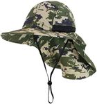 SUN CUBE Sun Hat for Men, Wide Brim Fishing Hat Neck Flap Cover Men Women, Hiking Safari, UV Sun Protection Summer Gardening Beach Camping UPF 50+, Camo Green