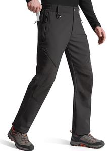 FREE SOLDIER Men's Fleece Lined Outdoor Cargo Hiking Pants Water Repellent Softshell Snow Ski Pants with Zipper Pockets (Graphite Black 32W x 32L)