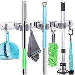 Broom Holder Wall Mount, Garage Storage Organization Hooks, Heavy Duty Holds Up to 25 lbs, Ideal Broom Hanger Tool Rack Storage for Kitchen, Garage, Laundry Room