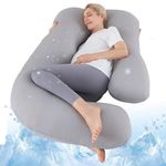 SASTTIE Cooling Pregnancy Pillow for Sleeping, 57'' U Shaped Full Body Pillow Pregnant Pillow, Maternity Pillow for Pregnant Women, Pregnancy Must Haves, Light Grey