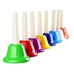 Hand Bells Set, Colorful Percussion 8 Note Diatonic Metal Hand Bell Kit for Kid, Adults, Used for Festival, Musical Teaching, Church Chorus, Wedding, Family Party