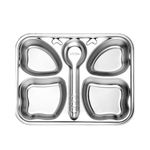 THEONI Stainless Steel Divided Meal Plate Tray, Compartment Dinner Dish for Baby- Toddler- Kids Eating Food, BPA-Free Safe Fun Non-Toxic Heavy Duty (Butterfly)